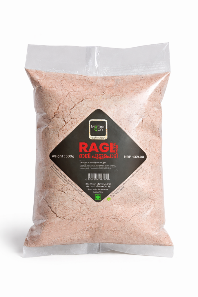 Mothercan Ragi Puttu Podi 1Kg Pocuh | Ragi Powder for Steam Cake | High Fiber